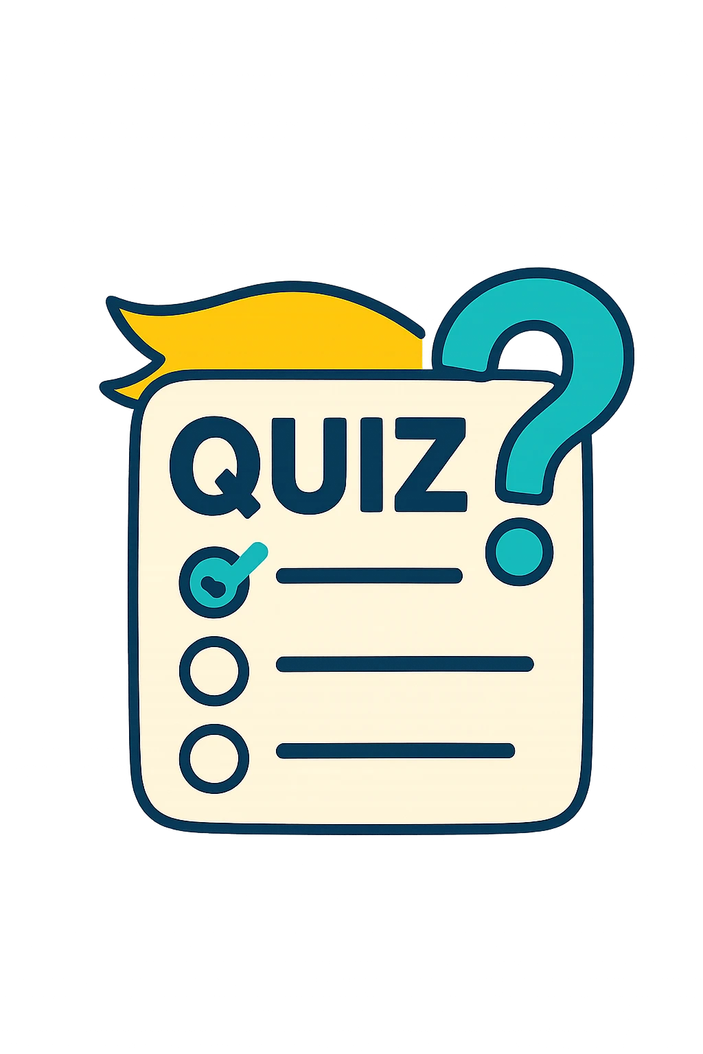 Icône de quiz colorée avec question et choix de réponses